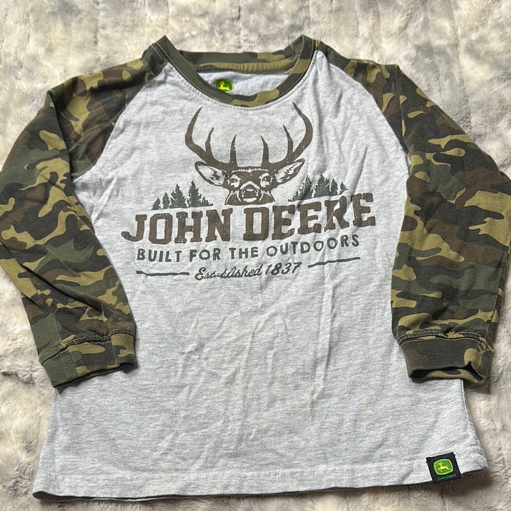John Deere Gray and Camo Raglan Shirt